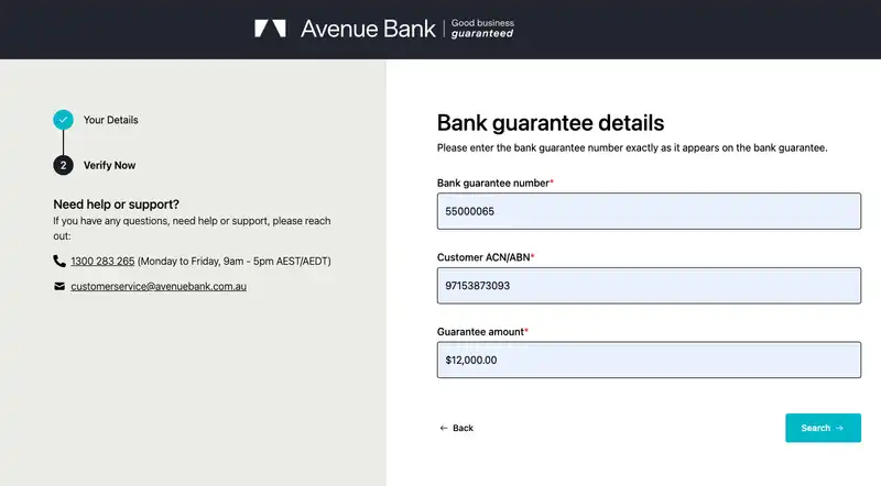 Authenticate Enter BG details